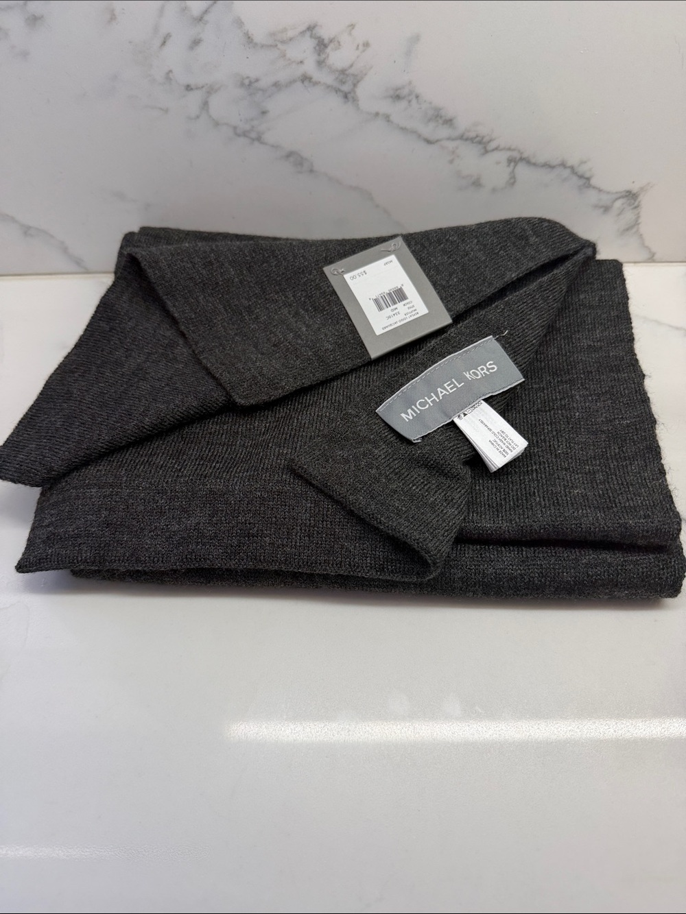 Michael Kors Men's Charcoal Knit Scarf